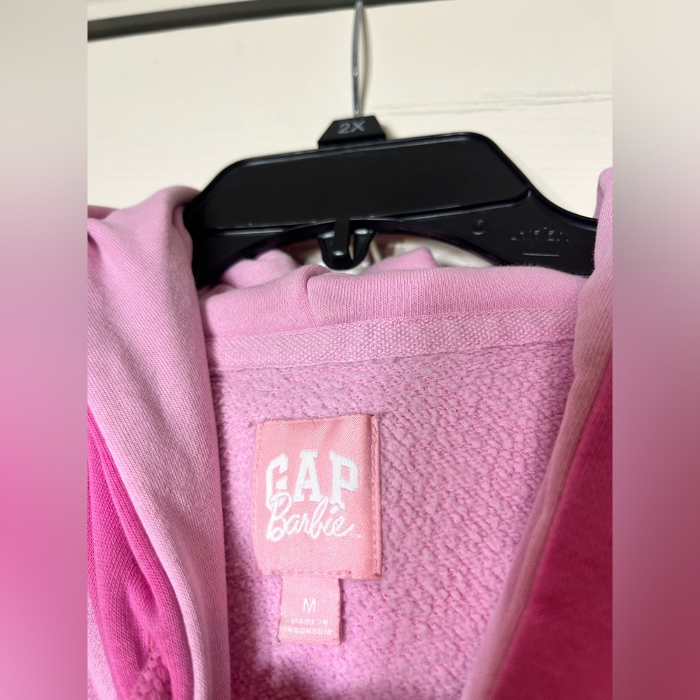 Gap x Barbie Pink Colourblock Hoodie Sweatshirt - Picture 5 of 7